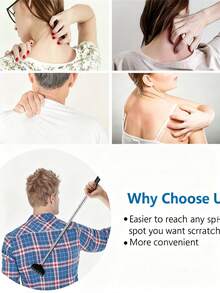 1/2pcs Back Extendable Scratcher Stainless Steel Telescopic Scratching Massager Extendable Telescoping Anti-Itch Tool Relax Back Claw - Multicolor - View 6