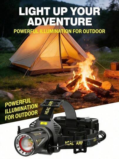 XHP360 Ultra Bright Headlamp 5000000LM Powerful LED Head Flashlight Rechargeable 18650 Headlight Lighting 4km Hunting Light