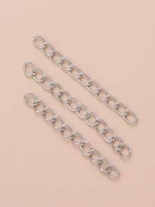 100 piezas/Set Extensor de cadena de aleación, accesorios de extensión de cadena para hacer joyas de collar/pulsera/tobillera, adecuado para mujeres manualidades de joyería - Plateado - Ver 3