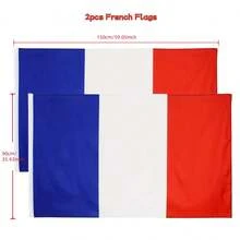 2面90*150厘米法国国旗，20面14*21厘米法国手摇旗，2面11*13厘米法国窗挂旗，适用于派对装饰、足球派对、酒吧、花园、室内外装饰、节日庆典。 - A - 查看 13