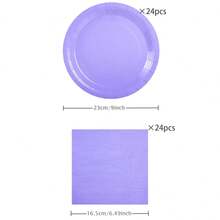 Customized Purple Disposable Tableware Set, Including 7/9 Inch Paper Plates, Paper Cups, Paper Napkins, Suitable For Birthday Parties, Festivals, Gatherings, Picnics, Celebration Events, Wedding Tea Parties, Graduation Ceremonies, Disposable Party Supplies - Custom Purple - View 14