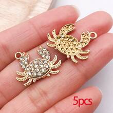 5/30 Peças Sortidas de Encantos de Animais Marinhos de Cristal e Strass, Tartaruga, Concha, Estrela-do-mar, Peixe, Pingentes Pendurados para Pulseiras, Colares, Brincos, Fabricação e Artesanato - Multicolorido - Visão 25