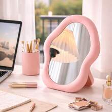 Wavy Tabletop Mirror | Elegant Minimalist Design For Dressing Table, Makeup, And Bedroom - Rusty Rose - View 8