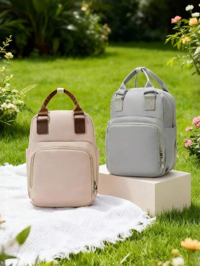 Large Capacity Fashionable Maternity Backpack, Insulated Bottle Bag, Multi-Function Diaper Bag For Mothers