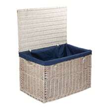 Red Hamper Large White Wash Wicker Storage Basket With Cotton Lining - Navy Blue - View 5
