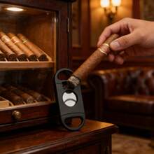 1 PC Premium Stainless Steel Double Blade Guillotine Cigar Cutter – Sharp & Durable Accessories For Smoking Enthusiasts – Perfect Cigar Accessories For Men – Portable & Easy To Use Cigar Scissors – Ideal For Cigar Lovers & Smoking Accessories Collection,Wedding Gift,Groomsman's Wedding Favor - Black - View 4