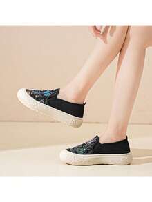 Zapatos planos de moda casual para mujer, con suela de poliuretano, cómodos y con un tacto agradable en los pies, con un estilo elegante y popular - Negro - Ver 3
