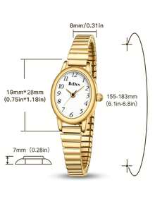 BIDEN 1pc Petite Gold-Tone Women's Quartz Watch, Easy-To-Read Dial, Stainless Steel Adjustable Band, Water Resistant - Mouldless - View 4