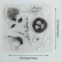 Easter Bunny, Eggs, Bird Nest Transparent Stamps, Scrapbooking & Card Making DIY Decorative Materials, Basket, Tulips, Handmade Card Decorations - Easter - View 15