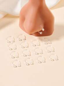 16G Anneau de retenue en plastique transparent pour nez, lèvre, septum, hélix, tragus. Anneau de retenue en bioflex acrylique pour rook, daith. Barbell en forme de fer à cheval en plastique pour le travail et l'école, de 6 mm à 12 mm - Transparent - Voir 1