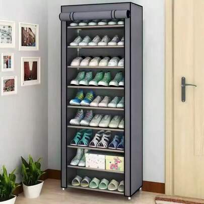 6/10 Tier Shoe Rack With Dust Cover, Non-Woven Fabric, Space Saving, Large Capacity, Easy Assembly, Portable Shoe Cabinet, Suitable For Entryway, Storage Shelf, Home And Dorm, Shoe Organization, Shoe Storage, Shoe Rack, Room Decor, Shelves, Minimalist Style, Spring Break Style, Boho Style, Elegant Style, Mother's Day