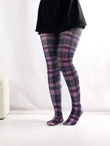 1 Pair Women's Colorful Plaid Print Pantyhose - Multicolor - View 7