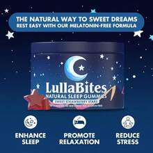 LullaBites Natural Sleep Gummies - 30 Servings -Sweet Strawberry Stars (Melatonin Free)(1pack) - 250G - Xem 2