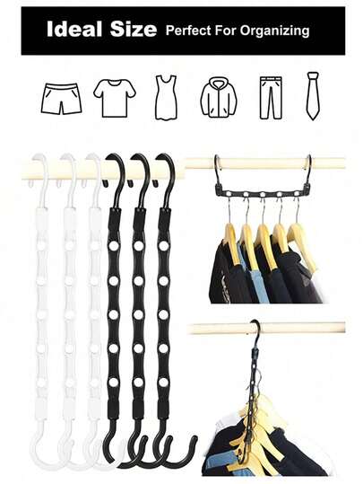 1/3/10 Packung Platzsparende Kleiderbügel Kleiderschrank Organizer - ABS Material Dickes Plastik Multi-Haken, [Tragfähigkeit 3kg] Geeignet für Bekleidungsgeschäfte, Platzsparend, Knitterfrei, Kompakte Schranklagerung, Trocknen von Kleidung, mit 5 Schlitzen, Vertikal und Horizontal Doppelnutzung, 360° Drehung, Einfache Bedienung, Geeignet für T-Shirts, Hemden, Kurzarm, Röcke, Frühling, Einfach, Sommertops