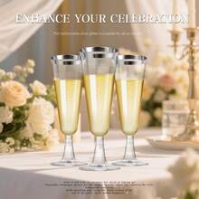 5/10/20/25/30pcs Reusable 130ml/5oz Transparent Champagne Glasses, Durable Elegant Champagne Flutes Suitable For Weddings, Cocktail Parties, Holidays, Christmas, New Year - Transparent - View 5