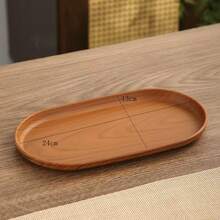 1pc Wood Grain Oval Plastic Tray, Household Dining Plate For Water Cup, Jewelry, Afternoon Tea, Cafe, Dessert - Multicolor - View 8