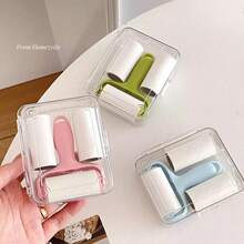 1 Set Practical Mini Lint Roller - Includes 1 Handle + 3 Refill Rolls, Strong Adhesive For Removing Pet Hair; Easy To Operate, Reusable Handle, No Electricity Needed - Suitable For Pets, Clothes, Carpets And Car Seats - Essential Item For Pet Owners - Solid Color - View 2