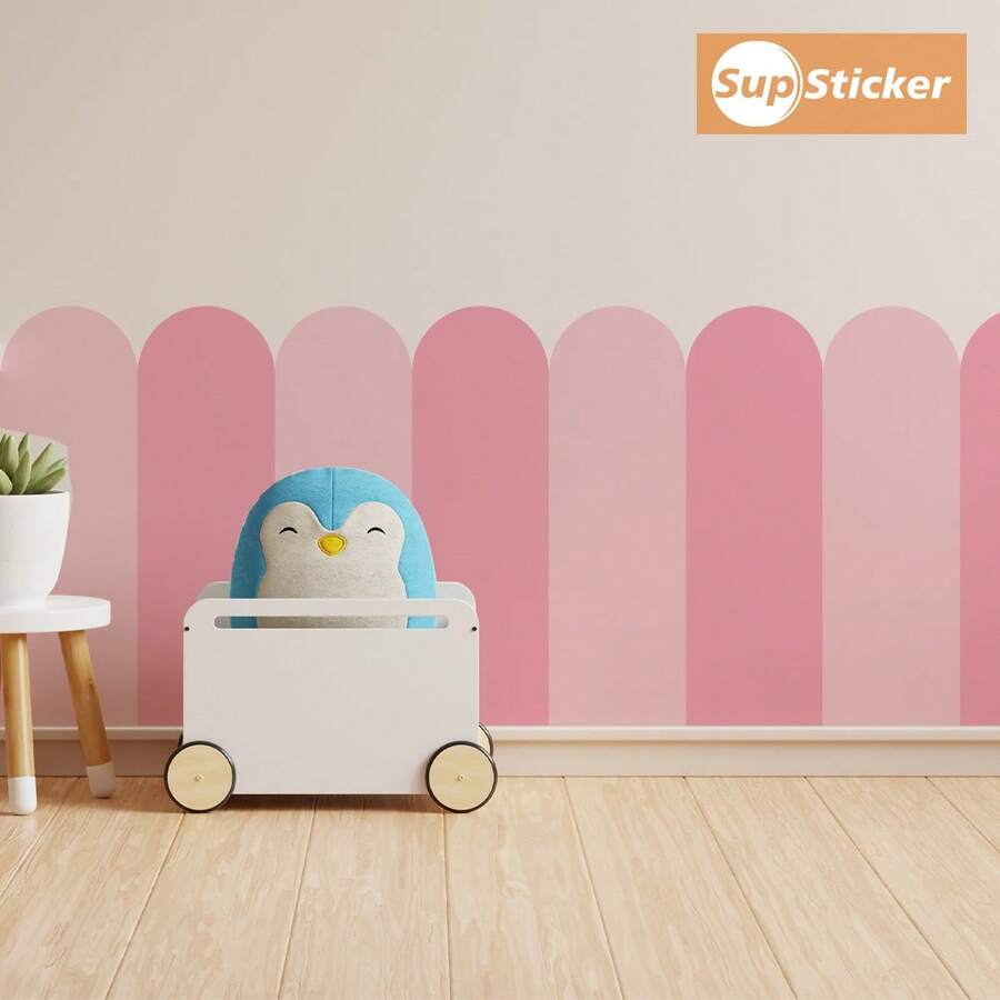 SUPSTICKER 6入波希米亞風扇形拱門牆貼,可移除 PVC 牆貼,適用於兒童房、嬰兒房、臥室,7.68x23.43 英吋 - 彩色 - 查看 1