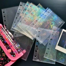 1套A7闪光花朵透明贴纸簿补充装，封口簿，贴纸簿，照片收纳袋，可用作相册、卡包、零钱包、储蓄计划本、日记本、文件整理本、办公用品 - 多色 - 查看 1