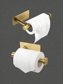 1pc Gold Toilet Paper Holder, Stainless Steel Bathroom Tissue Roll Dispenser, Back To School Season - Multicolor - View 11