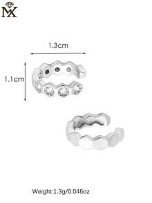 SYMFNY 1对奢华小众925银耳夹，闪亮立方氧化锆菱形设计，男女皆宜，适合日常通勤和约会佩戴 - 銀色 - 查看 3