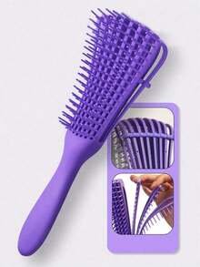 Detangling Brush Black Natural Hair, Detangler Brush Curly Hair Afro 3/4abc Texture, Faster N Easier Detangle Wet Or Dry Hair With No Pain Hair Brush Comb ZISS - Purple (upgraded and Thickened) - View 13