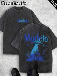 Nuevas  de moda Y2K, Cool, UFO, Deporte al Aire Libre, Estilo Urbano Moderno, Camiseta de Hombre de Algodón Puro Lavado Vintage a la Moda, Un Regalo Sorpresa para Familiares y Amigos, Con Mangas Caídas y Cuello Redondo, Camiseta de Marca de Moda Retro de Algodón Batik de Alta Calidad, Un Grosor Adecuado para Camisetas de Verano, Regalos para las Fiestas. - Naranja Coral - Ver 17
