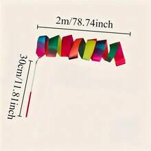 2pcs Rainbow Dance Ribbons, Performance Art Gymnastics Ribbon Props, Dance Toys Silk Ribbon With Stick, Middle-Aged Square Dance, Wedding, Birthday Party Gift, Dance Supplies - Multicolor - View 7