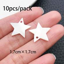 10/24Pcs Mixed Style Shell Charms - Heart Star Cross Moon Pendants For Bracelet & Keychain - White - View 12