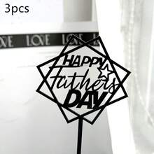 3pcs/1pc Gold & Black Acrylic "Papá" Happy Father's Day Cake Topper, Suitable For Father's Day Birthday Theme Party DIY Cake Decorations - Multicolor - View 12