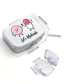 Square Pill Box, Printed With Capsules, Tablets, Letters, Medicine Bottle Patterns, Portable Medicine Storage Compartments, Mini Metal Storage Box, Portable Jewelry And Pill Box, Travel Pill Box, Large Capacity Compartments, Weekly Medication Organizer, Suitable For Daily Medication And Vitamins, Essential For Doctors And Nurses, Emergency Needs, Travel, Hiking Emergency Rescue, Personalized Creative Gift With Cartoon Logo, Only Empty Box - Multicolor - View 10