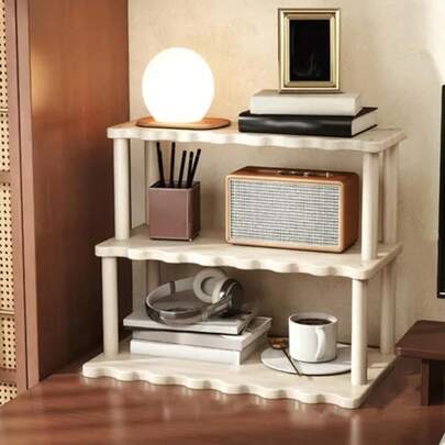 3-Tier Wavy Trapezoid Desk Organizer Rack, Suitable For Home, Kitchen, Living Room, Ideal For Desktop Storage And Display Of Cups, Miscellaneous Items. Multifunctional Desktop Organizer And Cup Holder