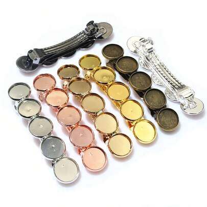 2pcs 12mm Inner Size 4/5 Cabochons Blank Base Tray Craft Hairpin Hair Clips Bezel DIY Jewelry Making Accessories Findings