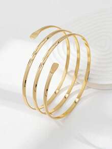 1 pieza Brazalete de mujer de alambre metálico, pulsera para el brazo superior, joyería de verano para el Body - Dorado - Ver 4