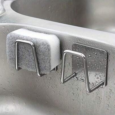 1/2 chiếc giá đỡ miếng bọt biển bằng thép không gỉ, giá phơi bát đĩa tự dính bền chắc cho bồn rửa nhà bếp, phụ kiện phòng tắm