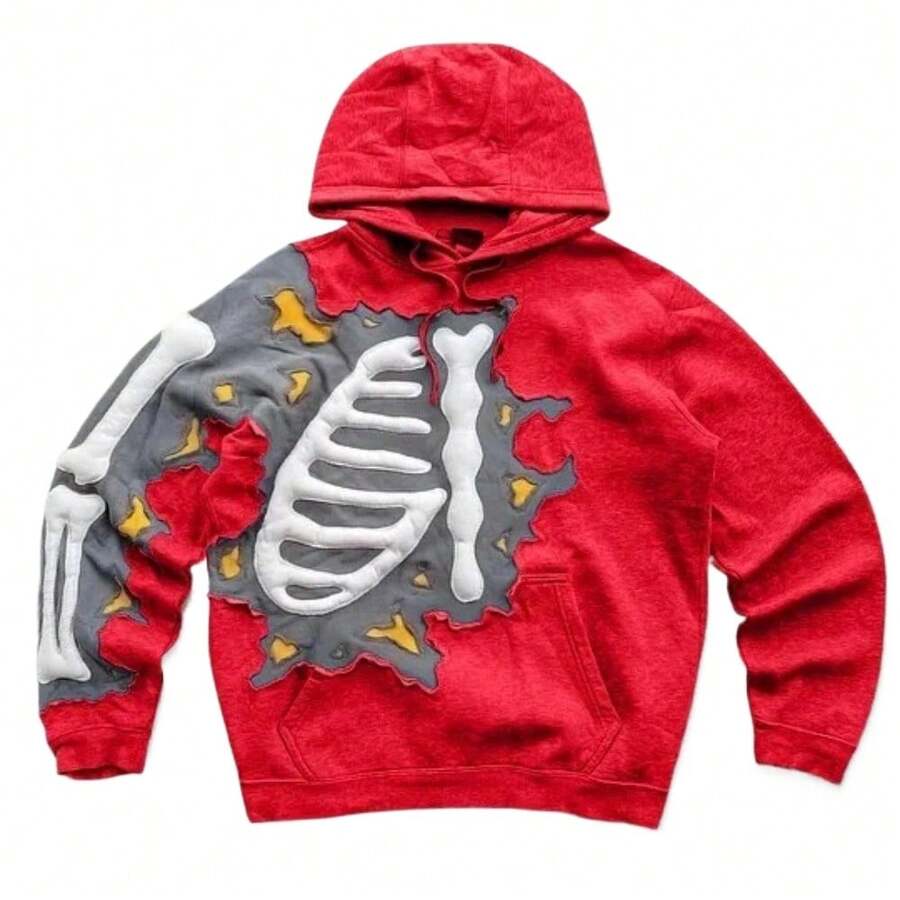 American Y2K  Hip-Hop Letter Printing Hot-Selling Hoodie Personalized Street Men's And Women's Loose Zipper - 紅色 - 查看 1