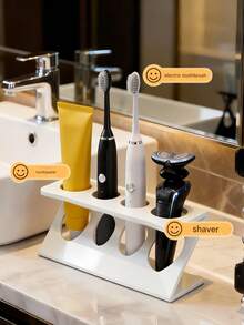 1个浴室台面牙刷架，黑白两色可选，多功能家用浴室配件，旅行牙刷架和桌面收纳架 - 彩色 - 查看 8