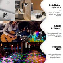 RGB Crystal Magic Ball LED Disco Light - 7 Modes Remote Control Stage Lamp, Suitable For Home Party, KTV, Wedding, Room Decoration, Etc. - Black - View 7