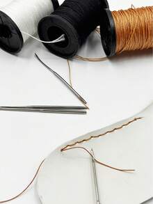 Shoe Repair Kit, Leather Sewing, Old Book Binding Tools Set, Includes 1 Copper Handle + 4 Replaceable Needles + 3 Rolls Of High Tensile Strength Thread, Easily Repair Shoe Sole Peeling, Ungluing, Broken Parts, DIY Shoe Repair Tools, Quickly Complete Leather Stitching, Multi-Page Paper Binding - Shoe Repair Awl Set - View 5