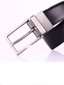 1 pieza Cinturón de cuero reversible con hebilla giratoria para hombres - Negro - Ver 3