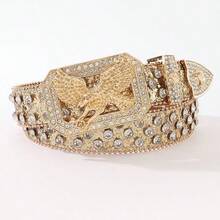 Handmade Crystal Embellished Waist Belt, Extended Length, High Street American Style, New Blue Waist Belt - Gold - View 1