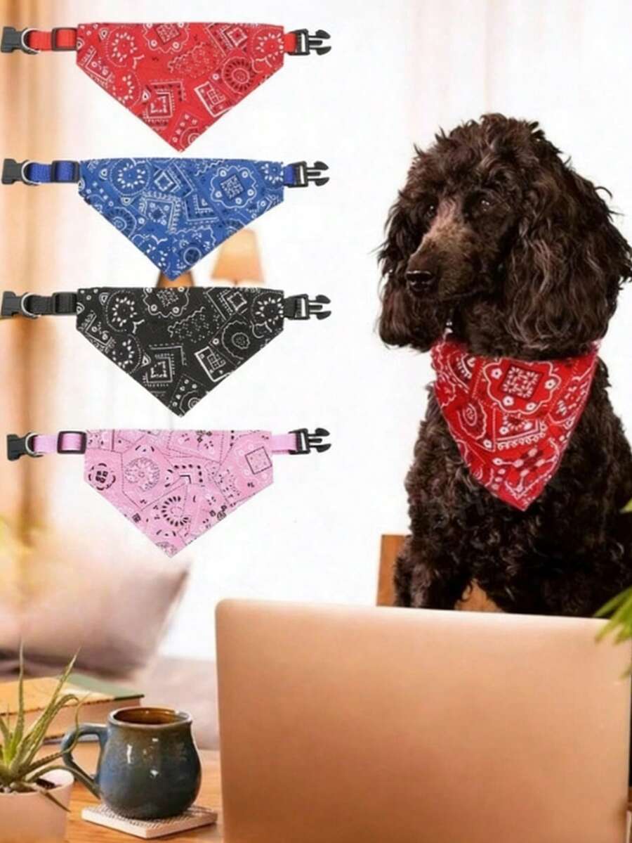 1件可调节三角宠物围兜，适用于猫狗，可水洗围巾、项圈、颈部装饰、生日派对服装