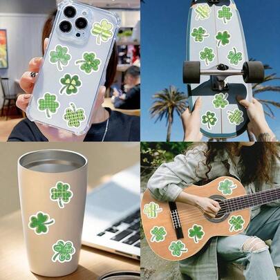 500Pcs Clover Rolling Stickers – Assorted Cute Clover Leaf Designs, Multiple Styles Mixed Roll For Scrapbooking, Journaling, Planners, DIY Crafts, Party Favors, Gift Wrapping, Stationery Decals For Kids