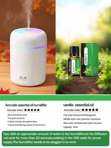 7,8 * 7,8 * 11,9 cm Humidificador de niebla fría ultrasónico de escritorio de 300 ml con difusor de aromas, funcionamiento silencioso, dos modos de niebla, apagado automático, adecuado para dormitorio, guardería, oficina, hogar, gris/blanco/rosa - Multicolor - Ver 21