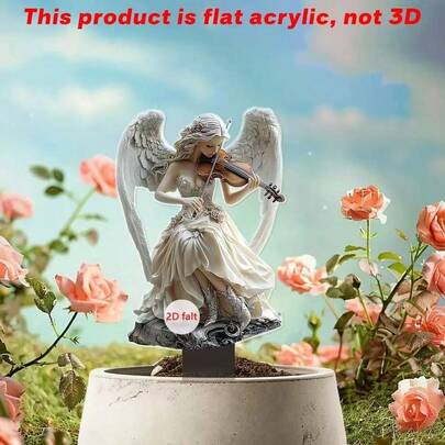 热门跨境迷人仙女女孩亚克力花园插牌，2D打印室内/室外花盆和庭院装饰