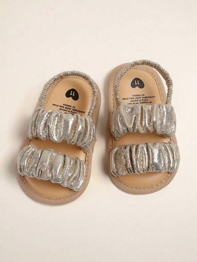 Newborn Infant Girls' Summer Sandals With Flower Bow Soft Bottom Wedding Dress Flat Shoes, Infant Toddler Crib Shoes