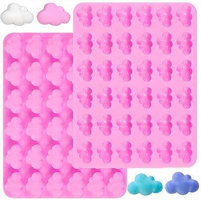 Molde de silicona de 136 cavidades en forma de nube mini, material de fácil desmoldeo, reutilizable, adecuado para jabón, velas, manualidades de arcilla de Navidad, Halloween y Pascua, decoración