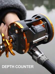 BILLINGS 15公斤阻力钓鱼卷线器，带线计数器，传统海水卷线器，适用于鲈鱼、石斑鱼、鲑鱼 - 彩色 - 查看 5