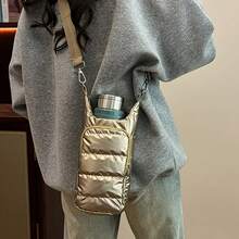 1pc Outdoor Water Bottle Sleeve, Water Bottle Bag, Bicycle Water Bag, Casual Shoulder Bag, Sports Crossbody Bag, Minimalist Down Small Square Bag, Fashionable Warm Water Bottle Pouch, Convenient Storage For Water Bottle, Phone, Keys, Outdoor Sports Cycling Accessories, Camping Hiking - Multicolor - View 2