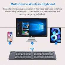 Teclado Plegable Bluetooth Español Ultra Delgado Portátil, Mini Teclado Inalámbrico 66 Teclas de Bolsillo Recargable, Tri-Modo para PC, Tablet, Windows, iOS y Android - Ver 5